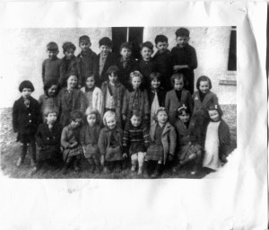 To give you an idea of how small the children were, here is a photo of Maureen's sister Helen (blond, third from left on bottom) and the infants' class in the early 1940s. (You must receive author's written permission to reproduce photo.)